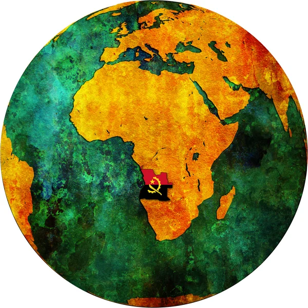 安哥拉领土和地球的地图上的标志 — 图库照片