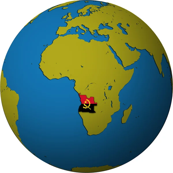 앙골라의 영토와 세계의 지도에 플래그 — 스톡 사진
