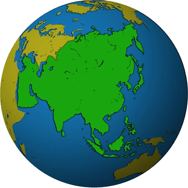 Азия на карте мира — стоковое фото
