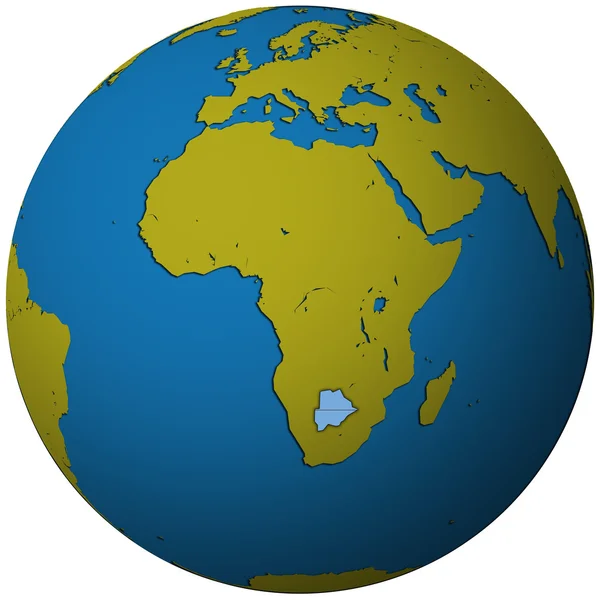 Botswana flagga på världen karta — Stockfoto