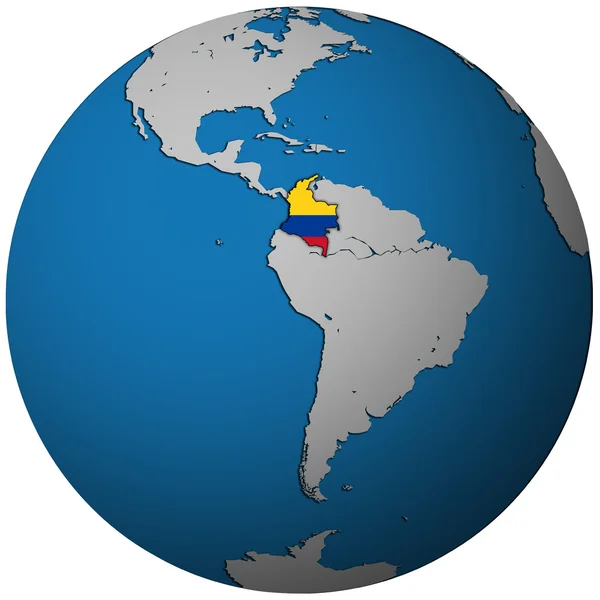 Bandera de Colombia en el mapa globo — Foto de Stock