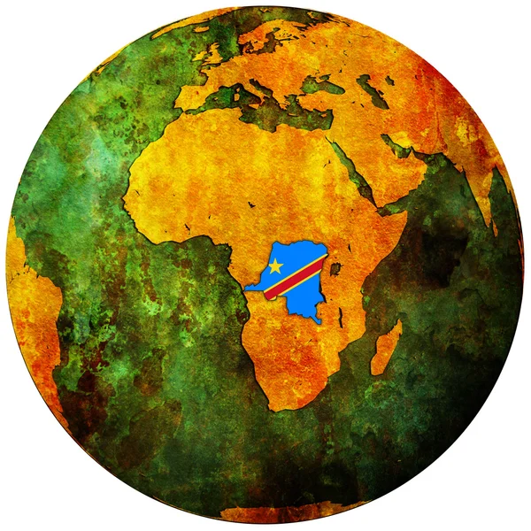 Конго прапор на карті світу — стокове фото