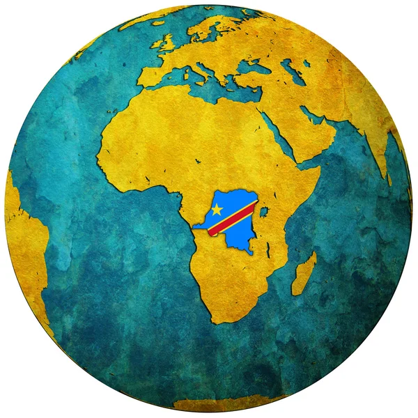 Congo Território Com Bandeira Mapa Globo — Fotografia de Stock