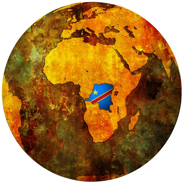 Congo Território Com Bandeira Mapa Globo — Fotografia de Stock
