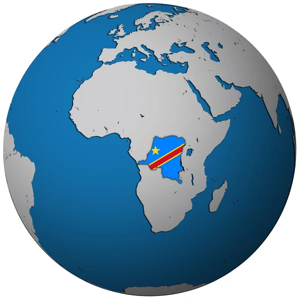刚果民主共和国境内与地球的地图上的标志 — 图库照片