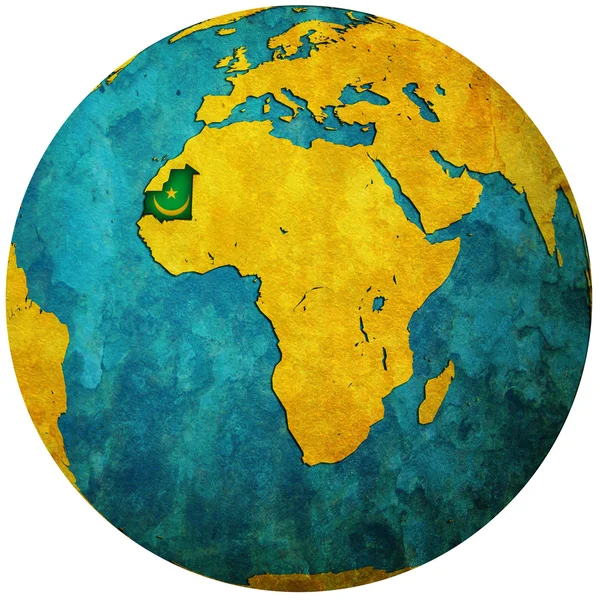 Прапор Мавританії на карті світу — стокове фото