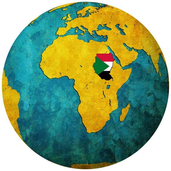 Bandera de Sudán en el mapa globo —  Fotos de Stock