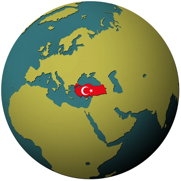Флаг Турции на карте мира — стоковое фото