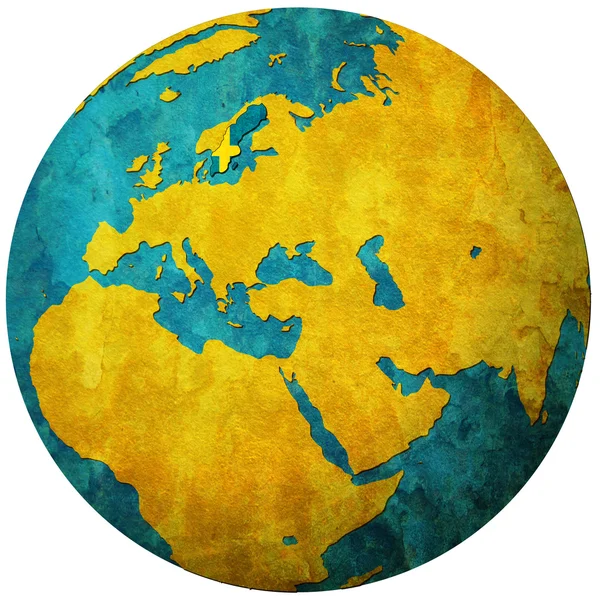 Sweden flag on globe map — Stock Photo, Image