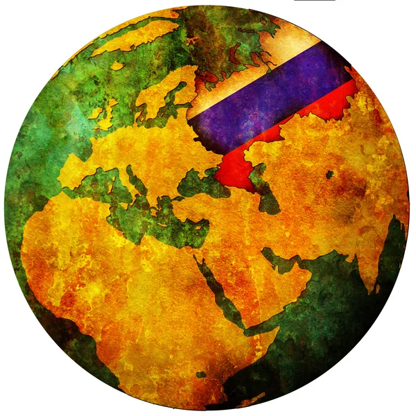 Russia bandiera sulla mappa del globo — Foto Stock