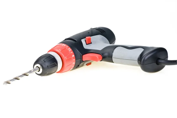 Black , red and gray hand drill on white background — Stock Photo, Image