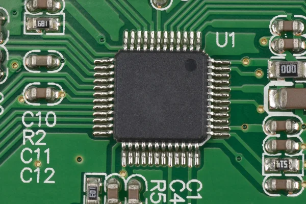 Detalhe de uma placa de circuito impresso eletrônico — Fotografia de Stock