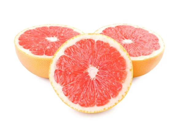 Izolované zralých grapefruitů a řez — Stock fotografie