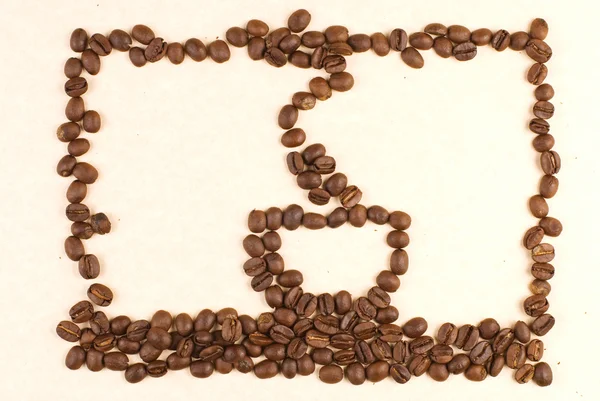 Кофе чашки шаблон составляют кофейных зерен — стоковое фото