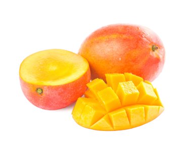 Fresh delicious mango fruit and slice clipart