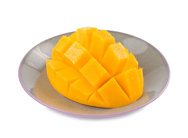 Fresco fruta de mango delicioso en el plato —  Fotos de Stock