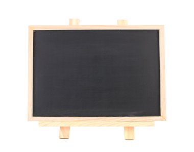 Isolated blank blackboard with frame on wooden framework clipart