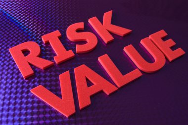 Mavi neon arka plan üzerinde risk değer kelime