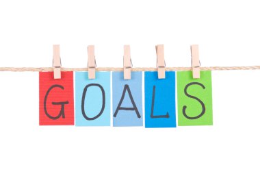 Goals, Colorful words hang on rope clipart