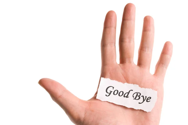Good bye word in hand — Stock Photo, Image