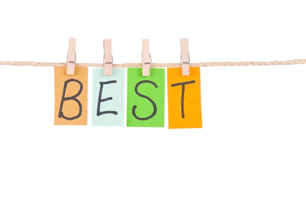 Best, Colorful words hang on rope — Stock Photo, Image