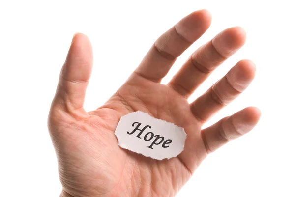 Palabra de esperanza en la mano — Foto de Stock