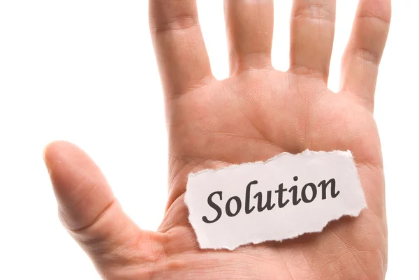 Solution word in hand — Stock Photo, Image