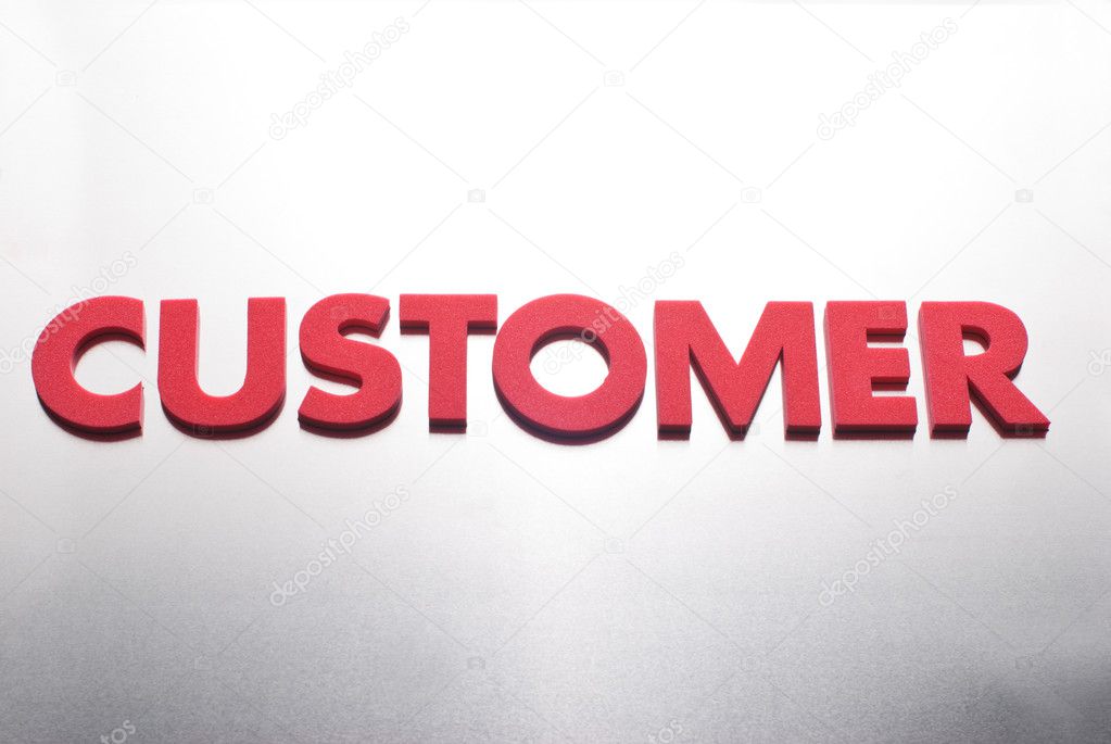 Customer word on metal background, part of a series of business words