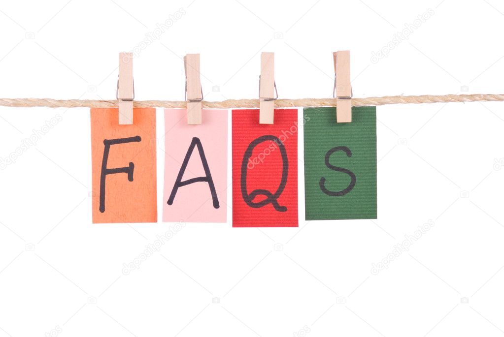 FAQS, Colorful words hang on rope