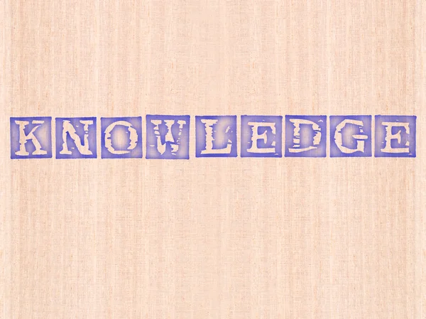 Knowledge word stamped on wooden background — Stock Photo, Image