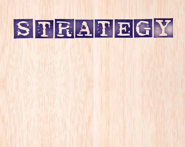 Palabra de estrategia estampada sobre fondo de madera. colección de palabras serie . —  Fotos de Stock