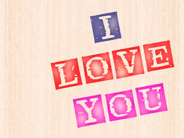 Ich liebe dich, Worte auf Holzgrund gestempelt. — Stockfoto