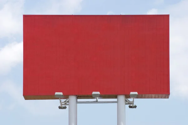 stock image Red blank Billboard for commercial advertise with blue sky