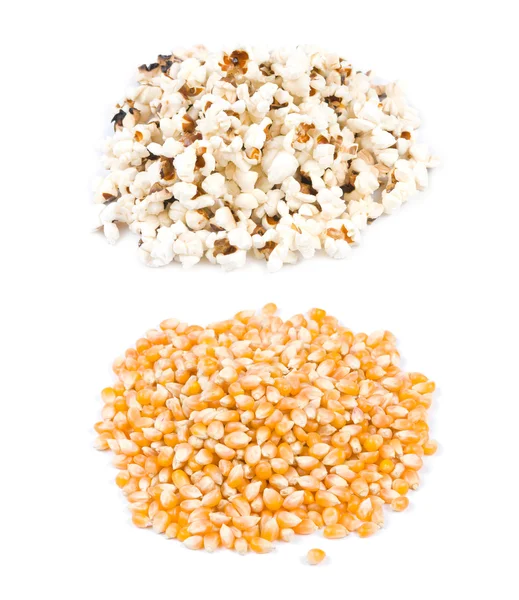 Pop corn, before and after pop — Stock Photo, Image