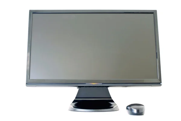 Monitor na białym tle klawiatura i mysz — Zdjęcie stockowe