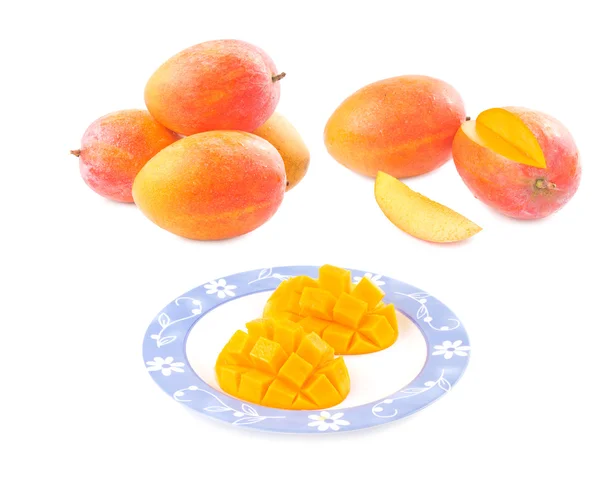 Φρούτα φρέσκα νόστιμα μάνγκο σε πιάτο — Φωτογραφία Αρχείου