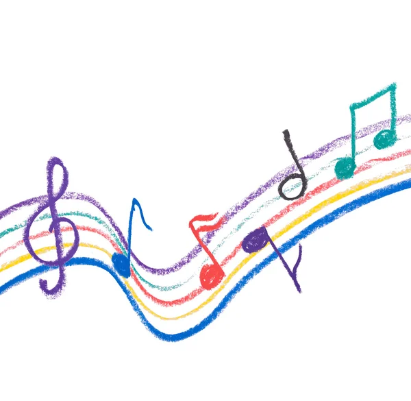 Notacji muzycznej kolorowy rysunek na biały — Zdjęcie stockowe