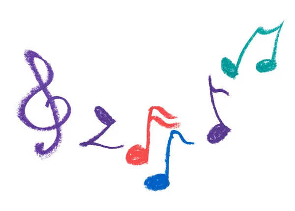 화이트에 다채로운 음악 표기법 — 스톡 사진