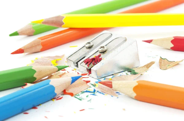 다채로운 연필 및 숫 돌 — 스톡 사진
