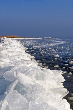 Ice barricade on the frozen Lake Balaton,Hungary clipart