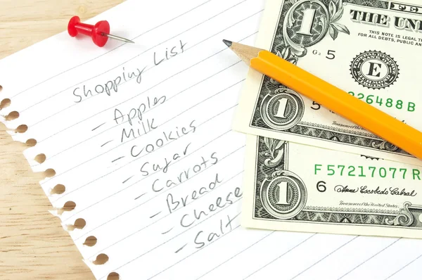 Shopping List Some Money Royalty Free Stock Images