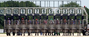 Start gates for horse races. clipart