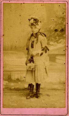 vintage fotoğraf portre 1902 Rus kızın üzerinden.