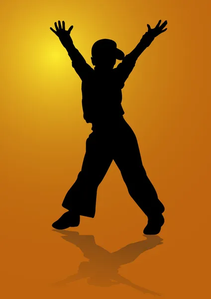 Silhouette Une Fille Adolescente Dansant Hip Hop — Image vectorielle