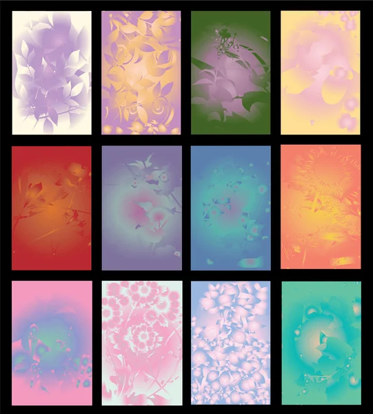 Set van abstract floral uitnodigingen — Stockvector