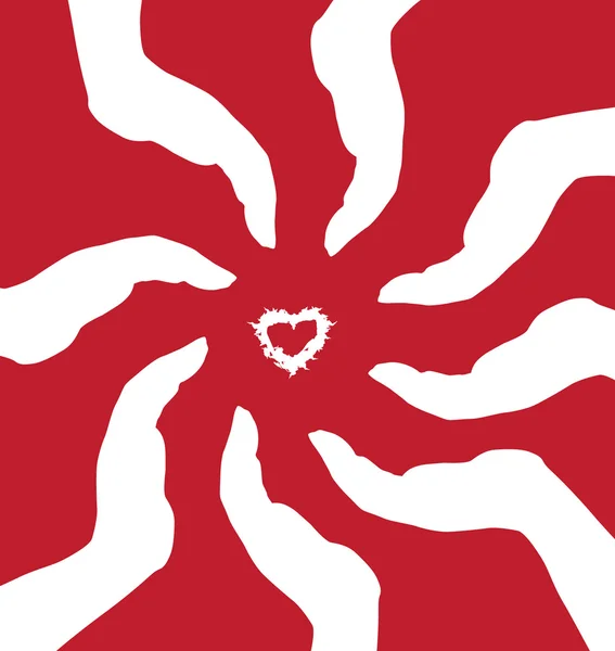 Les Mains Humaines Cœur Attentionné Symbole Amour — Image vectorielle