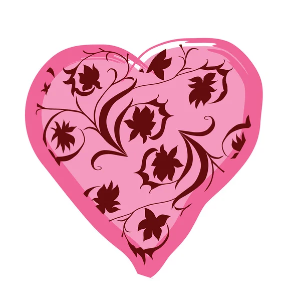 Abstrakt Blommigt Hjärta För Alla Hjärtans Dag Symbol För Kärlek — Stock vektor