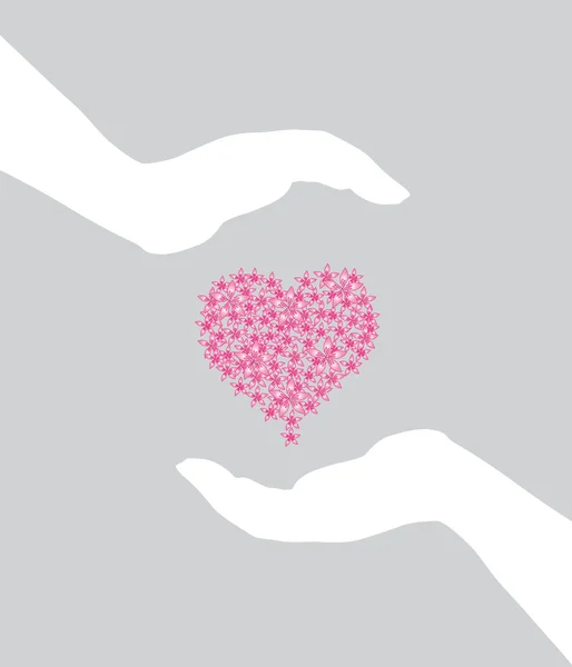 Menselijke Handen Zorgzame Hart Symbool Van Liefde — Stockvector