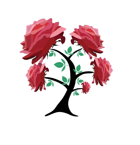 抽象玫瑰浪漫树 爱的象征 — 图库矢量图片