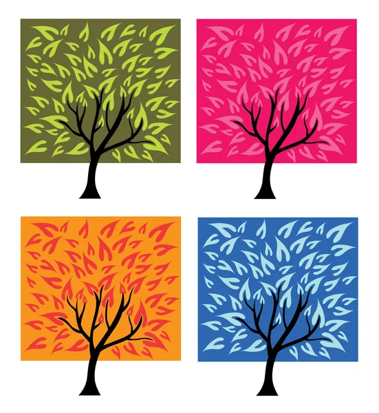 Quattro alberi di stagione — Vettoriale Stock